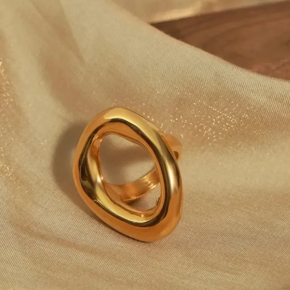 Stainless Steel Hollow Out Gold Ring